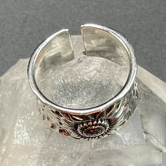 Boho Silver Tone Sunflower Adjustable Band Ring #1334 - Picture 7 of 8